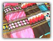 Samples of Seminole patchwork used to decorate clothing, blankets and bags