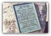 A plaque at Ft. Niagara memorializes French explorer La Salle. It reads 