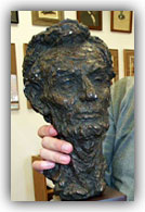 Uncle Reed displays his favorite bust of Lincoln