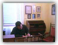 Stephen's writing his own amendment for four day school weeks at the desk where Paul composed the ERA